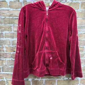 vintage Emma James Women's L Red and Burgundy Hoodie